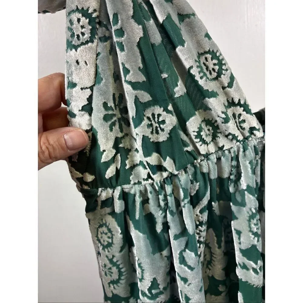 Intimately Free People NWT Floral Crushed Velvet Dress in Sage Size S